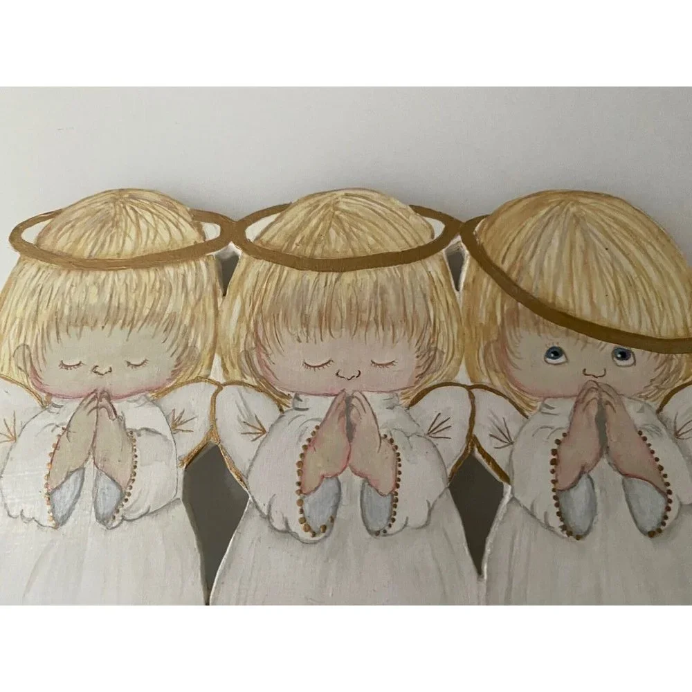 Hand Painted Wood Angels Hand Painted Standing Plaque 7